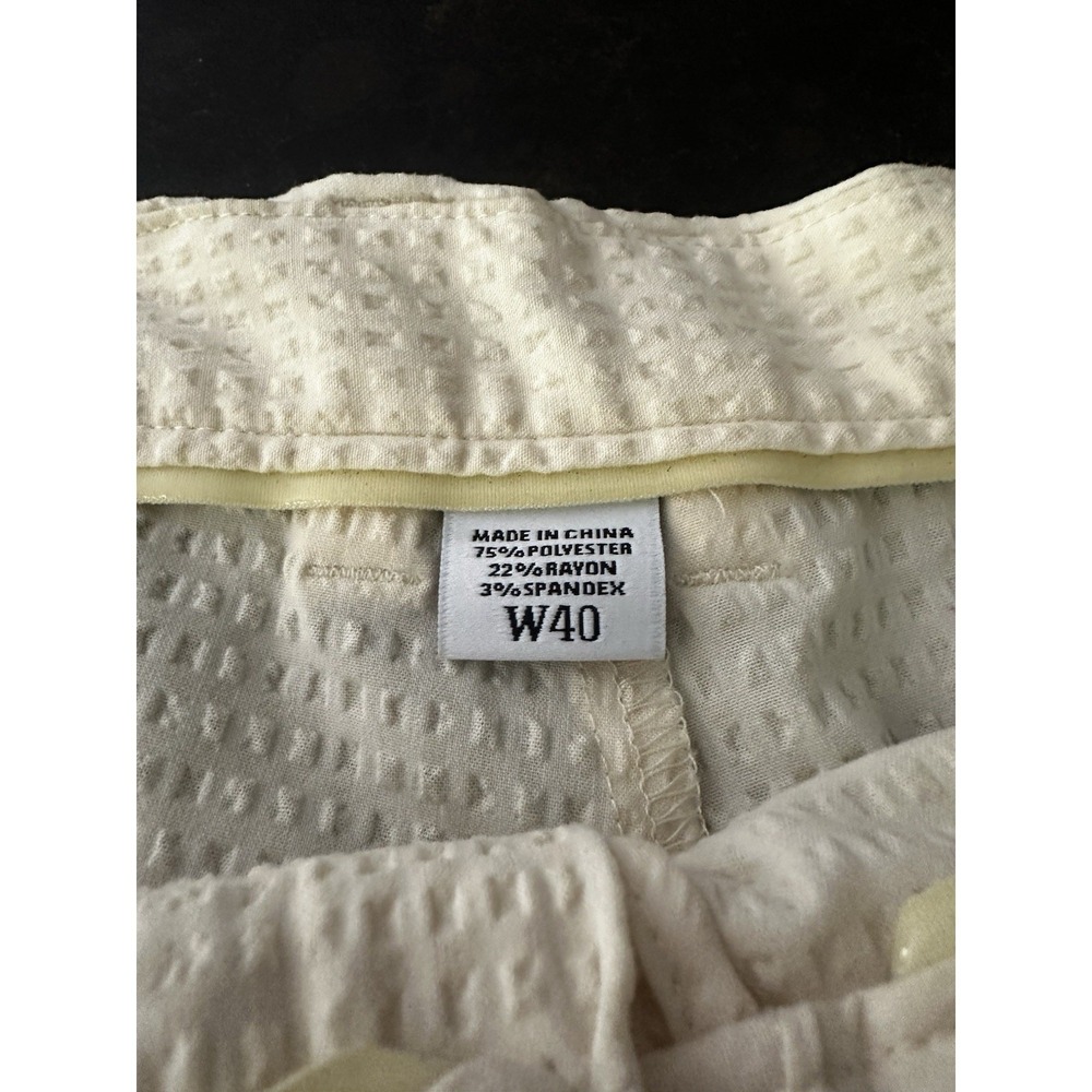 FootJoy Mens Seersucker Golf Shorts Cream White W40 Performance Stretch FJ Logo - Picture 8 of 10